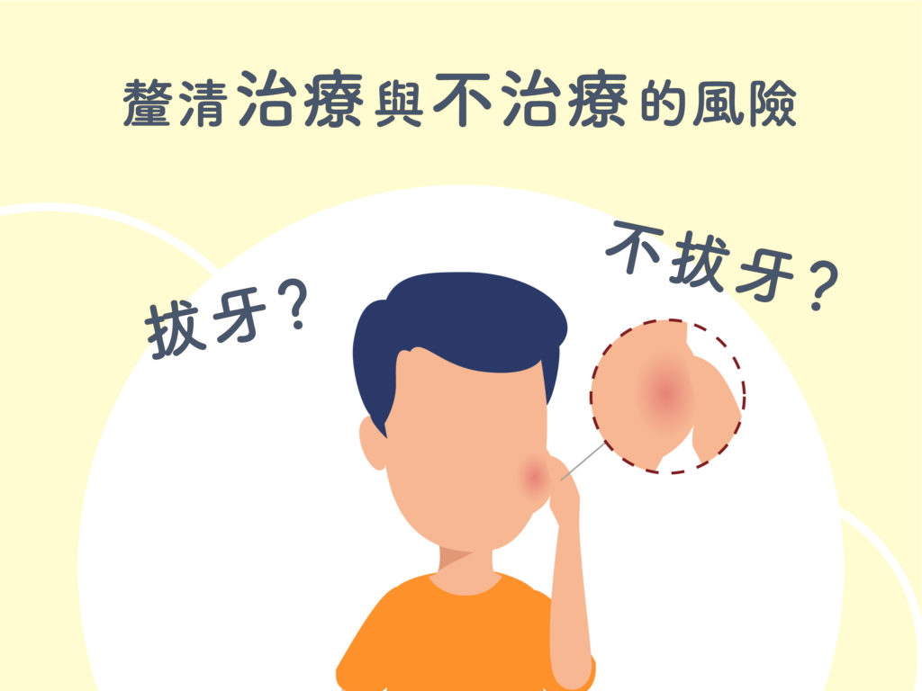 一個人捧著腫臉猶豫該不該拔牙